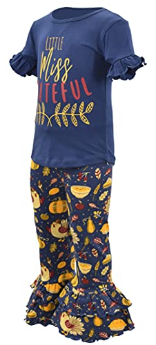 Image of Unique Baby 2 Piece Girls Double Ruffle Leggings Outfit with Short Sleeve Shirt Kid and Toddler Clothes Set