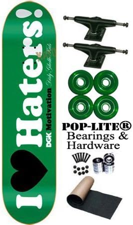 DGK Motivation I Love Haters Green 8.0 Skateboard Deck Complete Frontage® Trucks Yellow Jacket® 53mm Wheels