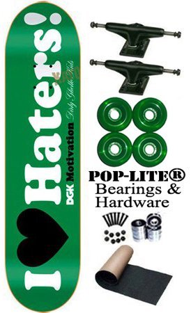 DGK Motivation I Love Haters Green 8.0 Skateboard Deck Complete Frontage® Trucks Yellow Jacket® 53mm Wheels