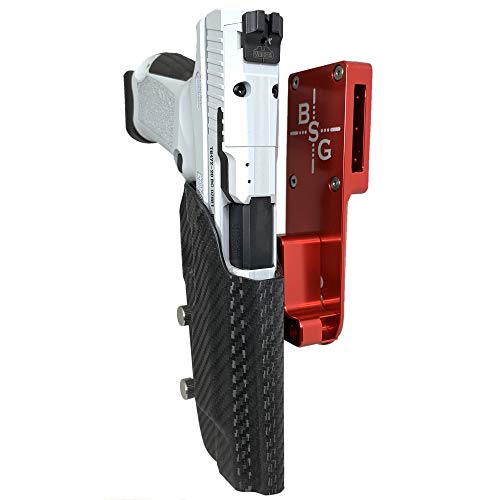Black Scorpion Outdoor Gear Pro Heavy Duty Competition Holster OWB Kydex fits Canik TP9SFx, 3Gun, IPSC, USPSA Approved (Red Carbon Fiber)