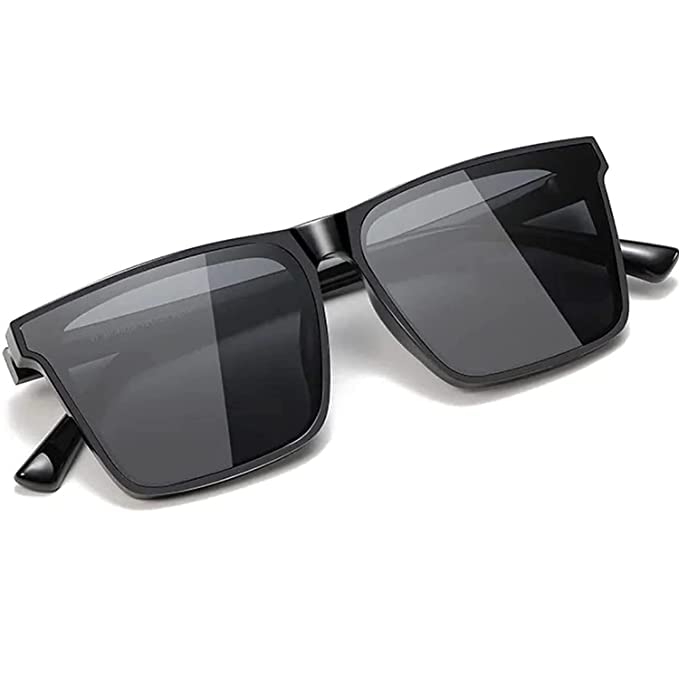 Square Sunglasses For Men's and Women's UV Protected Black Matte and Polycarbonate frame (Medium)-image-44