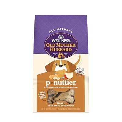 Old Mother Hubbard Wellness P-Nuttier Dog Biscuits, Natural, Training Treats, Peanut Butter Flavor, Small Size, (20 Ounce Bag)