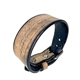 BIYONGDE Mens Black Leather Wristband Bangle Bracelet, Buckle Clasp, Size Adjustable, Cool Stylish Tribal Ethnic