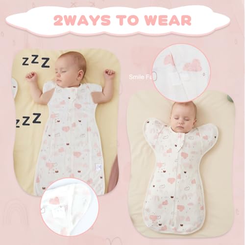 Image of SNOWIE SOFT Baby Swaddles for Newborns, Bamboo Cotton Baby Swaddle Wrap for Newborns Arms Up Infant Sleeping Blanket Zipping Sleeping Bag Newborn Sleep Sacks for Startle Reflex for Infant 0-6 Months