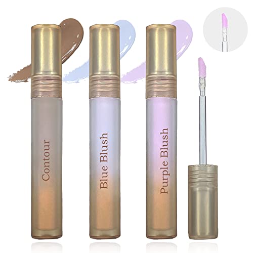 Newbang Liquid Blush Highlighter Contour Concealer Set Matte Face Blusher Facial Matte Purple Blush Blue Blush Breathable Feel Waterproof Long Lasting Highlighter Blush Makeup 3Pcs #TOP13