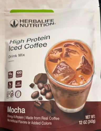 Image of Herbalife HERBALIFE NUTRITION High Protein Iced Coffee Drink Mix: (Mocha 12 oz 343g) Energy and Protein, Made From Real Coffee, Low fat, 12 ounces