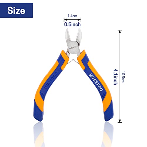 Wisepro Mini Diagonal Pliers, 4.5 Inch Micro Wire Flush Cutters, Precision Side Cutting Pliers With Spring Shrapnel Loaded #TOP1