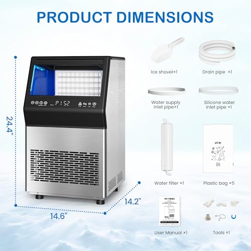 Sunvivi Commercial Cube Ice Machine: 110 lbs/24H, 8-15 Minutes Fast Ice Production, Large Ice Maker with Dual Water Supply, Energy-Efficient for Home, Bar & Restaurant, Sliver by SUNVIVI - Image 7