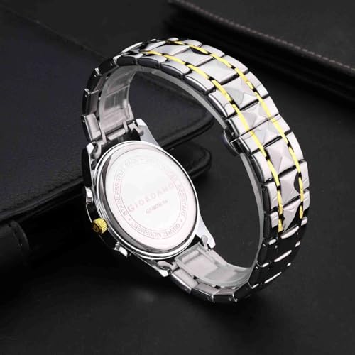 Image of Giordano Chronograph Analog Quartz Watch for Men with Round Dial, Multifunction Subdials, Sun Moon Display, Crystal Hour Markers, Roman Numerals, Stainless Steel Strap - GZ-50236