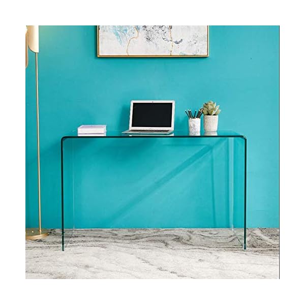 Panana Pald Crystal Modern Curved Console Glass Table Bent Clear Large Transparent Table For Hall Dining Room Home W100*D33*H76 CM - Image 5