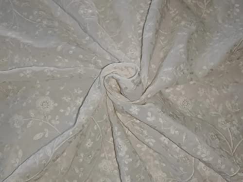Double Georgette Self Broderie Ivoire tissu au mètre largeur 112 cm