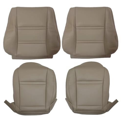 AOUTTUOA 4PCS Driver & Passenger Side Bottom and Top Lean Back Seat Covers Microfiber Leather Tan Compatible with Toyota Land Cruiser 1990 1991 1992 1993 1994 1995 1996 1997