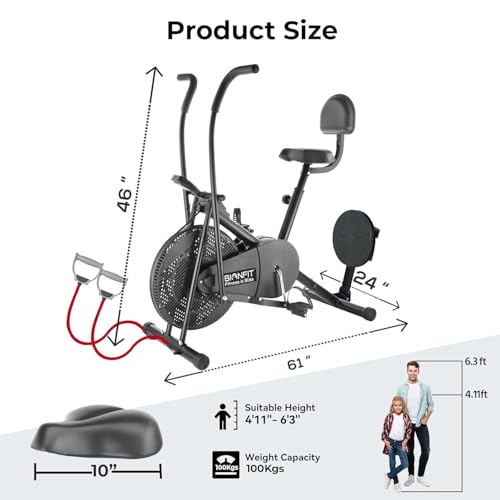 Image of BIONFIT Patented Design Exercise Cycle for Home, Men & Women Fitness | Gym Cycle with Attached Resistance Band | Max User Weight: 120 Kg | For Free Installation, Contact Bionfit Customer Care