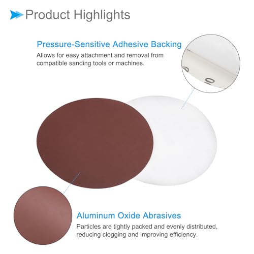 CoCud PSA Schleifscheiben, 6 Zoll Durchmesser, 1000 Körnungen, selbstklebendes Schleifpapier - (Anwendungen: für Holz- und Metallbearbeitung), 10 Stück
