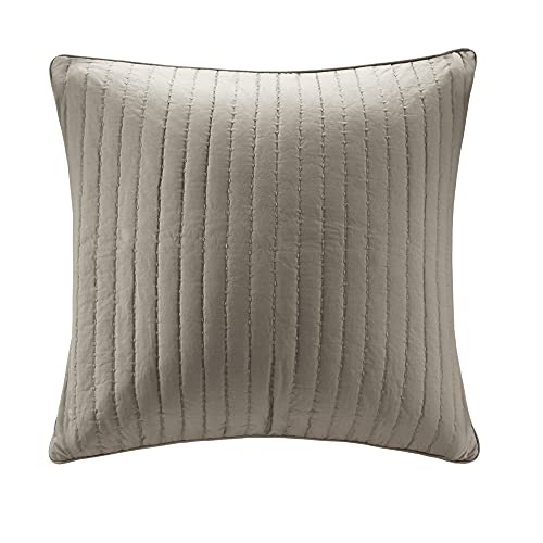 SHARK SHIP Enhance Bedroom Comfort with Soft Cotton Euro Sham, Charming Embroidery and Easy Care, Taupe