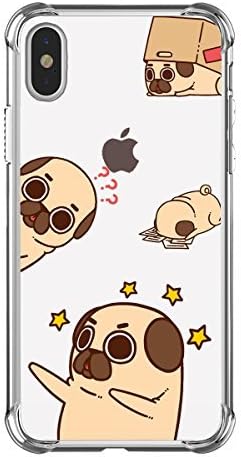 hepix iPhone Xs Case Cute Cartoon Pug Dog iPhone X Case Clear Soft TPU Bumper Protective Cover Case