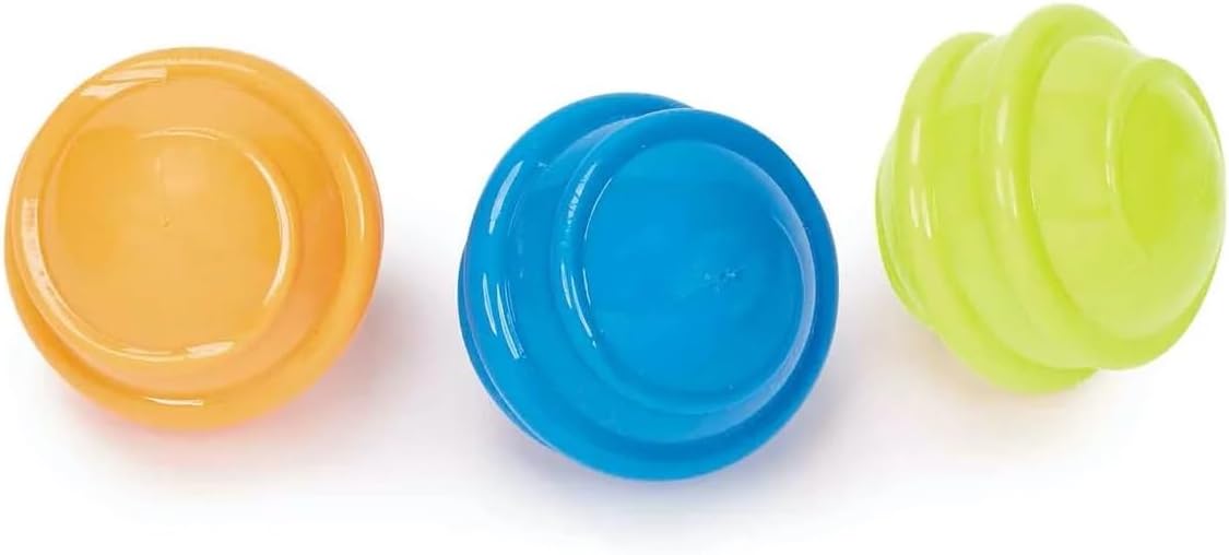 Dog Toys Colorful Thermoplastic Rubber 4" Durable Squeaky Tough Spiral Ball Toss Fetch Play Chew (Set of All 3 Balls)