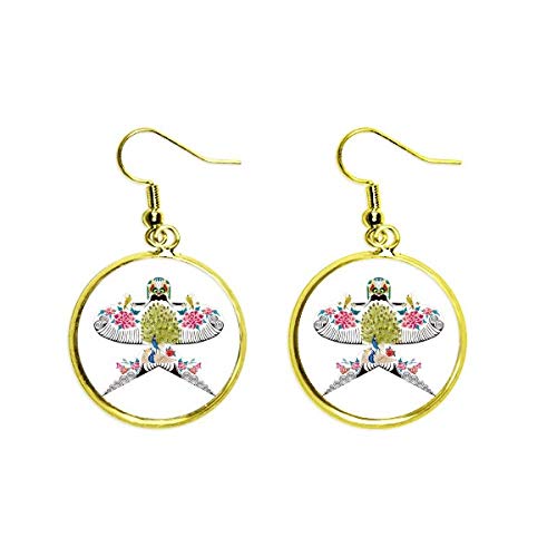 Pendientes de cultura china con acabado dorado de alta joyería tradicional