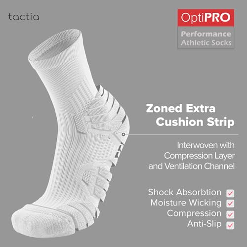 Compression Running Socks Men – Cushion Padded Anti-Blister, Moisture Wicking Cooling, Athletic Socks Crew, 3 Pairs2