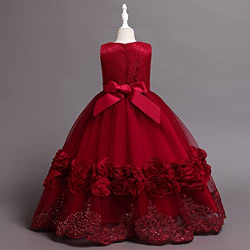 Flower Girl Lace Dress for Kids Pageant Wedding Bridesmaid Party Maxi Gown Princess Communion Sequins Tulle Dresses3