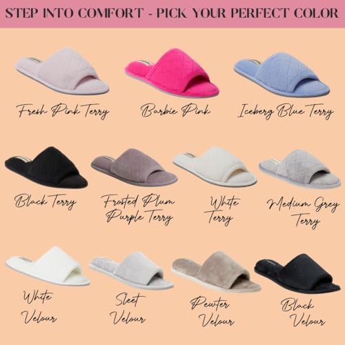 Image of Dearfoams womens Slipper Memory Foam Summer House Shoe Beatrice Terry Slide