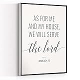 KEJPU Canvas Wall Art Modern Art Print As For Me And My House We Will Serve The Lord Art,Joshua 24 15 Painting Artwork Wall Decor For Home Office Wooden Frame Ready To Hang 8