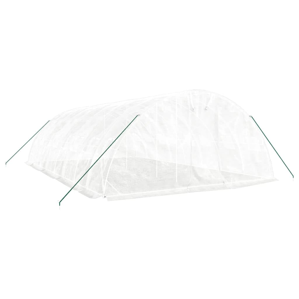 Invernadero con estructura de acero blanco, 40 m², 8 x 5 x 2,3 m, túnel de polietileno de 140 g m², cobertizo de jardín para tomates, cultivador, protección de plantas, clima y protección