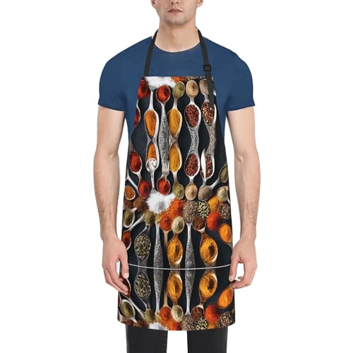 Tablier imperméable imprimé avec poches – Protection réglable en tissu Oxford pour la cuisine et les travaux manuels – Design approuvé par les chefs pour adultes