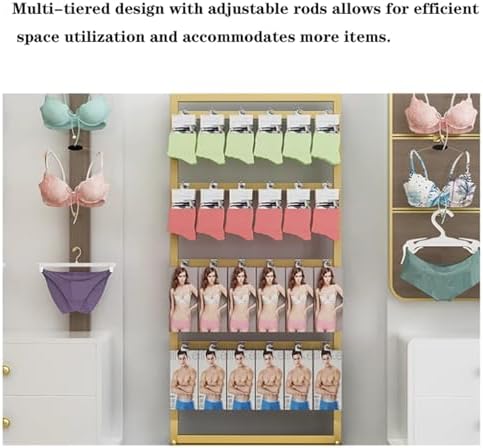 Freestanding Underwear Display Stands, Metals, Clothing Store Boutiques Retail Lingerie Garment Rack, Commercial Shelves, for Socks Bra Panties Scarves
