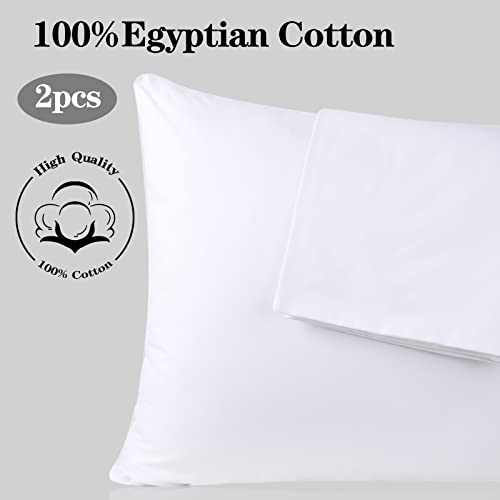 Image of 100% Egyptian Cotton Pillow Protectors Set of 2, 600 Thread Count King Size Bed Pillowcase with Zipper, Sateen Weave Cooling Pillow Cover Quiet and Breathable Easy Care (2PCS, King, White)