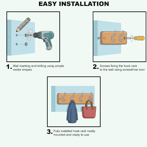 Image of Modern Design Cloth Hanger for Wall /6 Hook Dress Hanger for Door Mount /Bathroom Hooks for Hanging (Black & Gold Finish) Pack of 2-| 3 Years Warranty |
