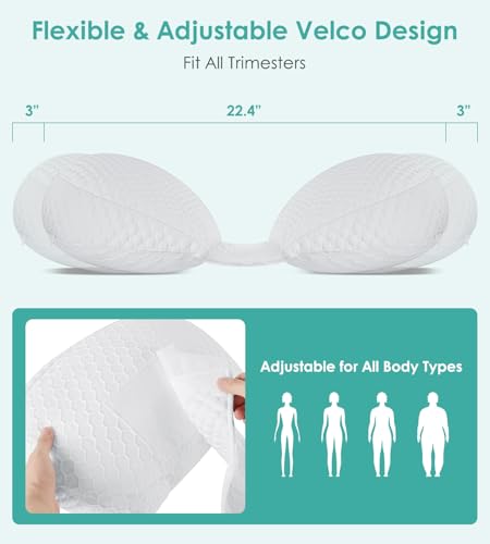 Image of Pregnancy Pillow Cooling for Sleeping, Detachable and Adjustable Double-Sided Support Maternity Pillow Skin-Friendly for Pregnant Women Back, HIPS, Legs(30Slope Design Verified by Expectant Mothers)