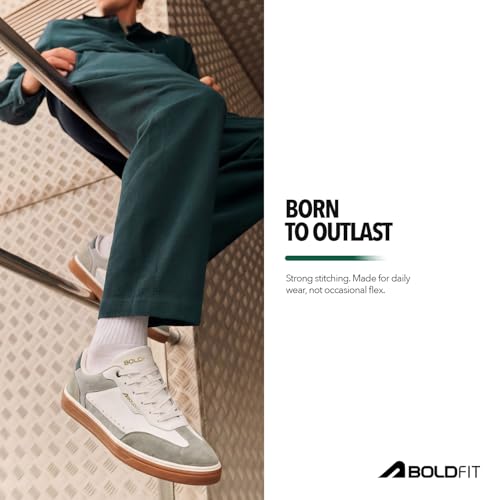 Image of Boldfit Sneakers for Men Casual Stylish Sneakers for Man with Premium PU Leather Upper, Cushioned Insole, Padded Collar, Breathable Lining & TPR Grip Sole Everyday Wear Shoes for Men Klunys