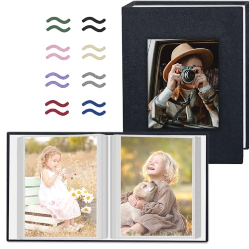 Popotop 2 Pack Photo Album 4x6 Pictures, Small Linen Slip-in