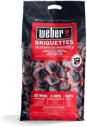 Weber Carbón para barbacoa (Saco de 8kg), para brasas largas y co...