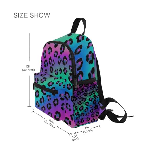 Backpack for Toddler Boys Girls, Black Leopard Spots Gradient Blue Kids School Backpacks with Name Tag Mini, 3-8 Years4