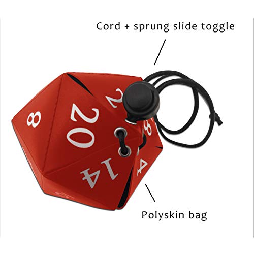 Doctor Frikistein D20 Bag | Rollenspiel-Würfelförmige Tasche für RPG würfel | POLYSKIN Leder mit Schnur und Verschluss (Rot)