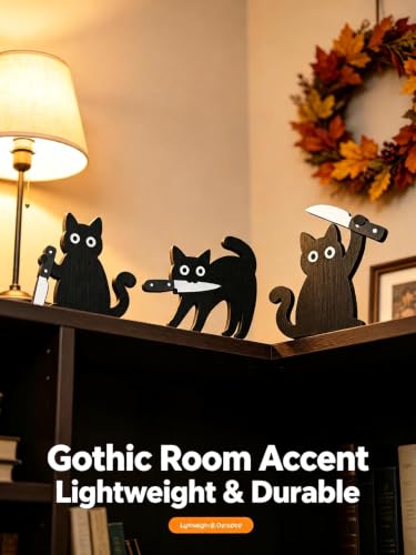 ChayWillow Wooden Black Cat Halloween Decor Set, 3 Pieces - image 6