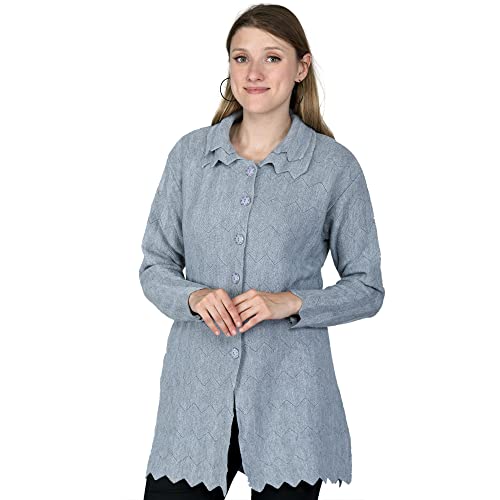 MONT CONNETT Women Woolen Double Collar Daffodil Fabric Cardigan Winter Wear Pure Wool Cardigan for Women Free Size Long Cotty Warm Cardigans with Side Pockets (3XL, Grey)