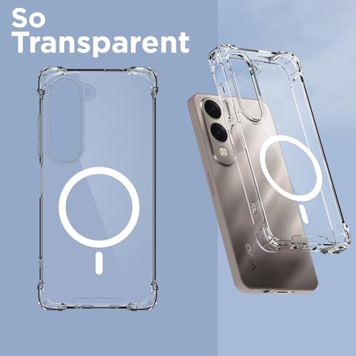 Image of Outlouders Back Cover for Vivo T4 Lite 5G / Vivo Y19 5G Mag-Safe Transparent PC + TPU Bumper Case with Magnetic Support Shockproof Protection (Transparent Mag-Safe)