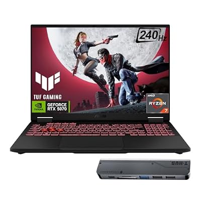 ASUS TUF A18 RTX 5070 Gaming Laptop, 18" WQXGA 240Hz Display, AMD Ryzen 7 260, 64GB RAM, 2TB SSD, RGB Backlit KB, Bundle with Thunderobot 7-in-1 USB-C Hub, Holiday Edition, Grey, Win 11 Pro