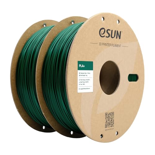 Image of eSUN PLA+ Filament 1.75mm, 3D Printer Filament PLA Plus, Dimensional Accuracy + /- 0.03mm, 1KG per Spool, 2 Spools 3D Printing Filament, Pine Green