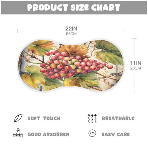J JOYSAY Grape Leaves Beige Baby Burp Cloths for Boys Girls Large 22''x11'' Cotton 4 Layer Baby Spit Up for Infant Unisex one sizex42