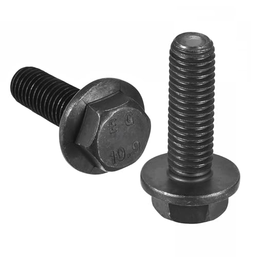 Image of TA-VIGOR 6Pcs M10 x 30mm Hex Flange Bolts, 10.9 Grade Carbon Steel Hex Head Screws, Flanged Hexagon Bolts for Construction, Machine Tools, and DIY Projects Black