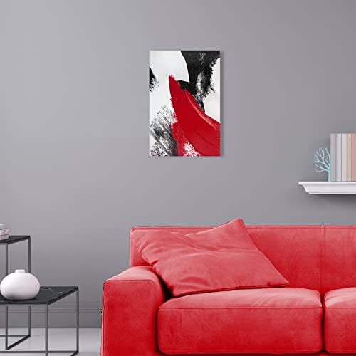 Ypy Red Abstract Canvas Wall Art: Modern Minimalist Black And White Picture Painting Print Poster For Living Room Bedroom Bathroom Office Home Wall Decor 10X15 #TOP4