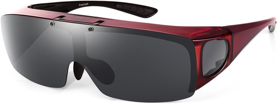 Mens Polarized Flip Up Fitover Sunglasses with Mirrored Lenses