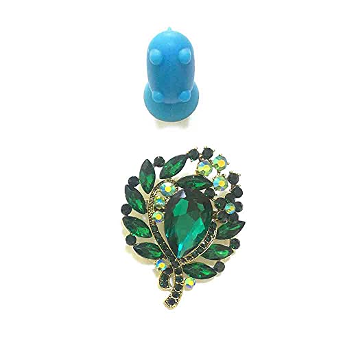 Ezing 4Pcs Leaf Brooches For Wedding Big Green Crystal Flower Rhinestone Bouquet Accessories (Green) #TOP7