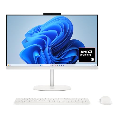 Image of HP OmniStudio 23.8 inch All-in-One Desktop PC, FHD Display, AMD Ryzen AI 3 30, 8 GB RAM, 512 GB SSD, AMD Radeon Graphics, Windows 11 Home, Cotton White, 24-cv0430 (2026)