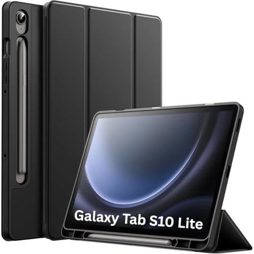 Printme for Samsung Galaxy Tab S10 Lite 10.9-Inch Case with S Pen Holder – Slim Trifold Stand Cover with Auto Sleep/Wake, Shockproof PU Leather Protective Tablet Case (Black)