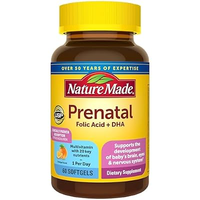 Nature Made Prenatal Vitamins for Women with Folic Acid + DHA, Prenatal Vitamin and Mineral Supplement for Daily Nutritional Support, 60 Softgels, 60 Day Supply